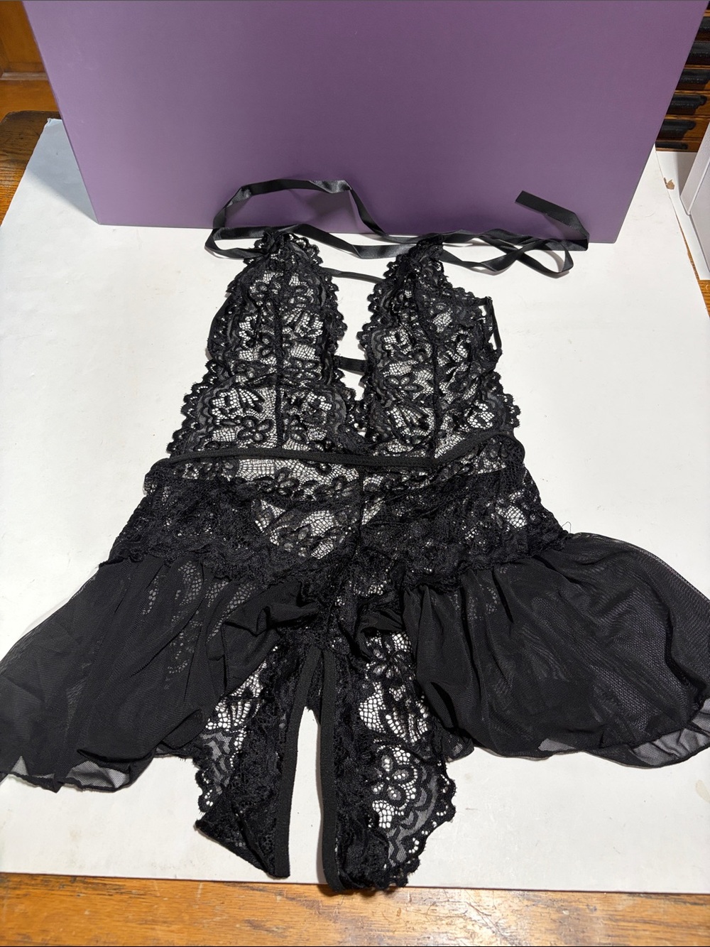 Lace & Mesh Black Women's Lingerie Teddy medium new